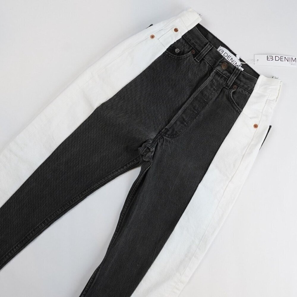 EB DENIM Black & Whites Upcycled Levi Straight Leg Jeans - Size 22/XXS - NWT